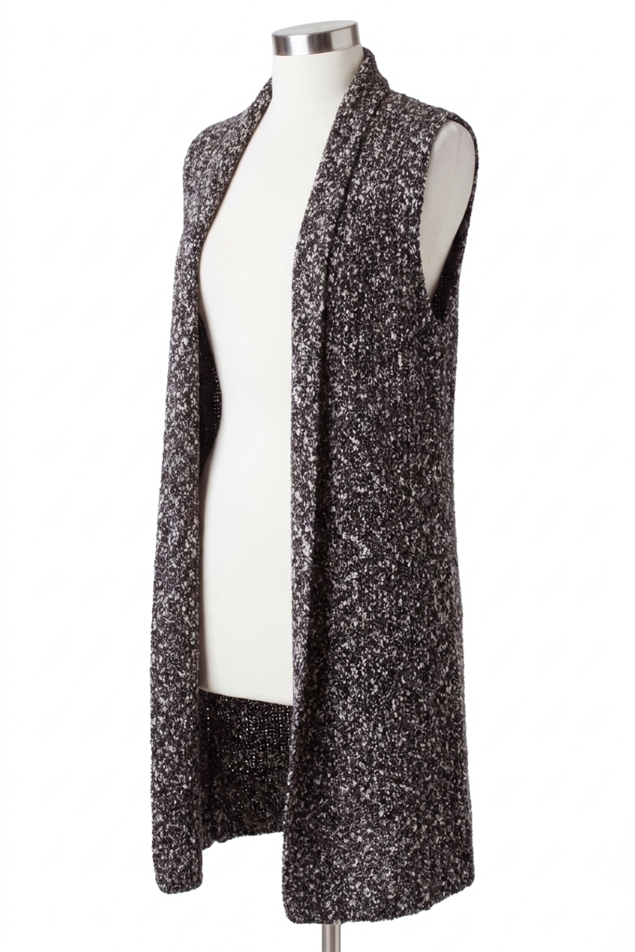 NEW KENSIE cotton tweed sweater vest in black
